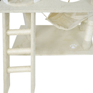 Albero tiragraffi per gatti beige/bianco 141cm per arrampicarsi Sisal