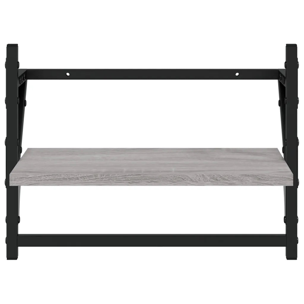 2 pz Mensole a Parete | Scaffale Parete | Ripiano a parete con Aste Grigio Sonoma 40x25x30 cm