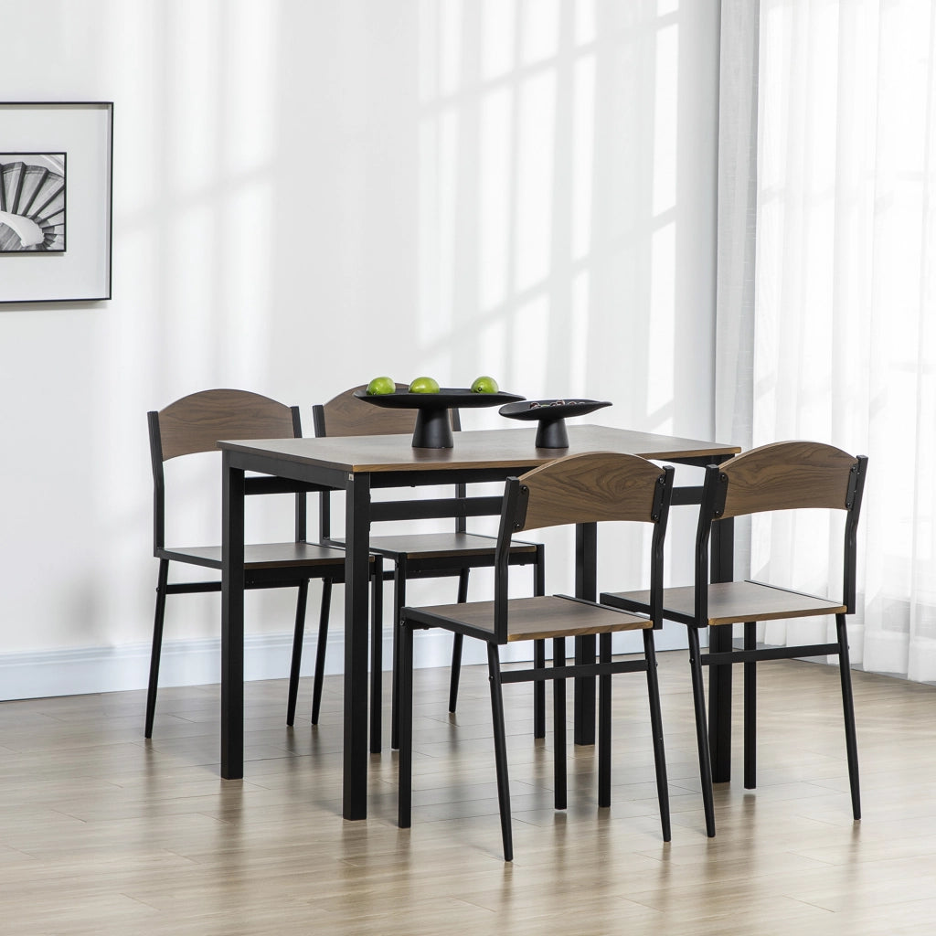 Set da Pranzo 5 Pezzi con Tavolo Rettangolare e Sedie ¨C Minimal ¨C Acciaio MDF 100x63x76.5 cm