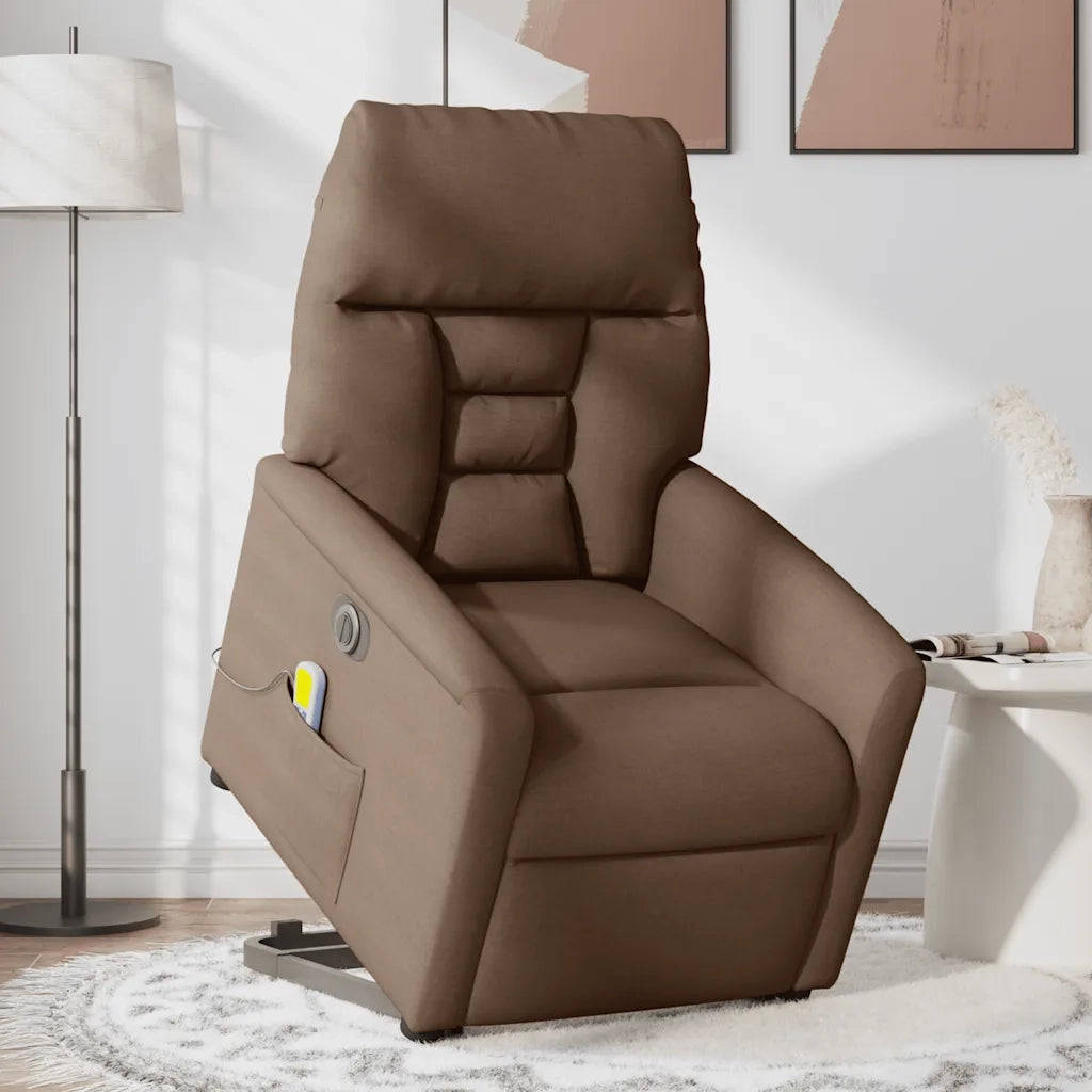 Poltrona Alzapersona Massaggiante Elettrica Marrone Tessuto 3303066