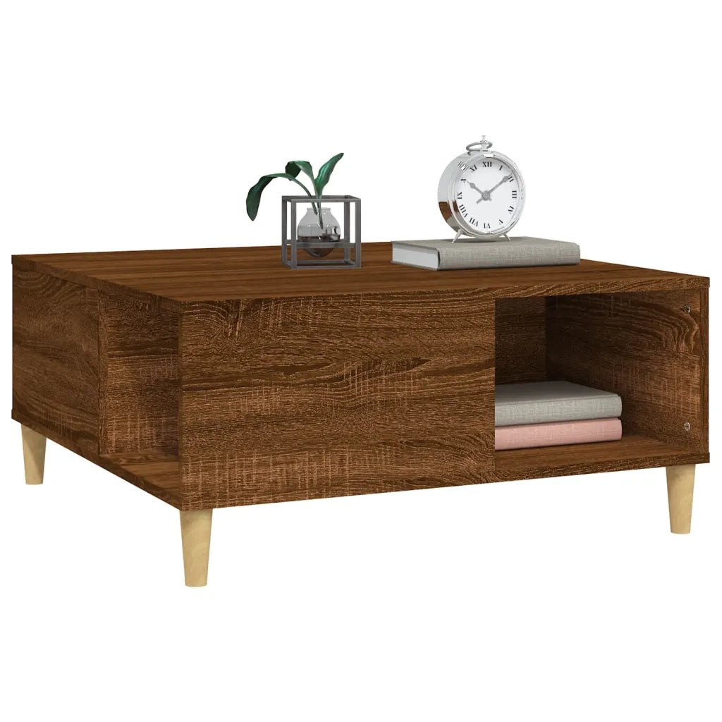 Tavolino Salotto Rovere Marrone 80x80x36,5 cm Legno Multistrato