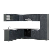 Cucina angolare completa R-Line Calce nera/Antracite 287 x 227 cm PL Marmo Vicco