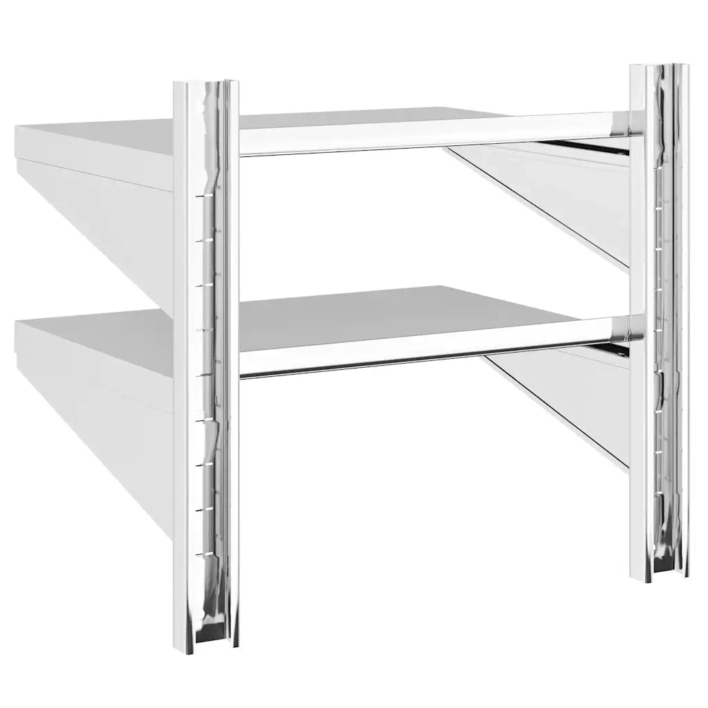 Mensola Muro 2 Ripiani 50x40x48 cm Argento Acciaio Inossidabile