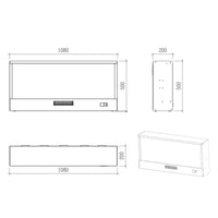 Camino Elettrico da Incasso Effetto Fiamma 108x20x50,7 cm 1500W Sined Ispica 108 Nero