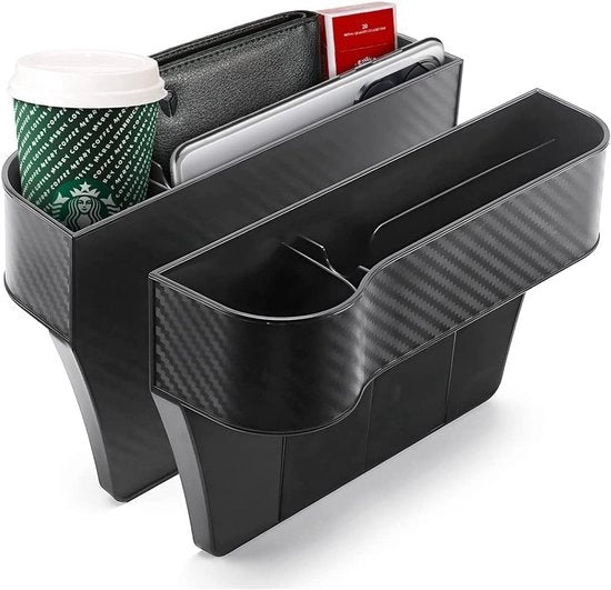 Organizzatore per auto multifunzionale - 2 pezzi - Nero - Contenitore per bicchieri - Caricabatterie USB - Adatto a qualsiasi auto