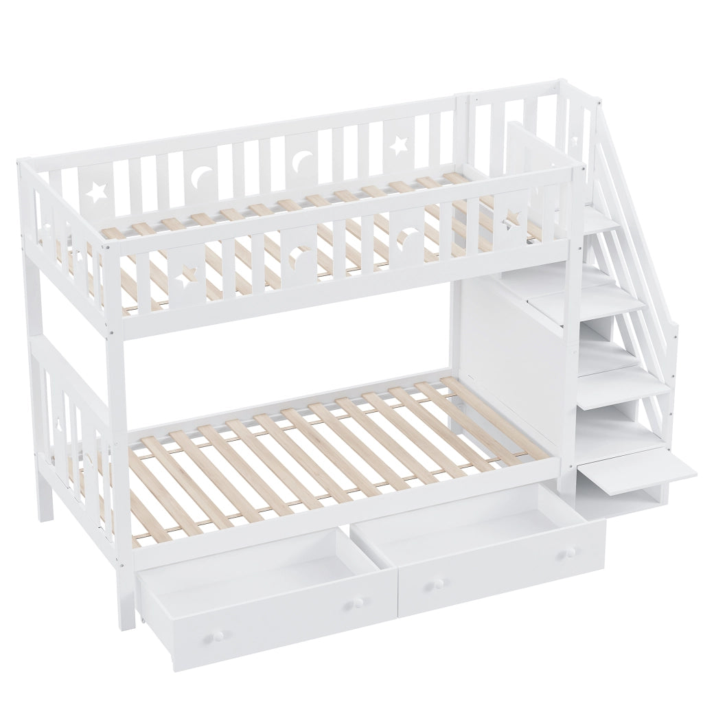 letto a castello in legno massello bianco 95 x 252 cm