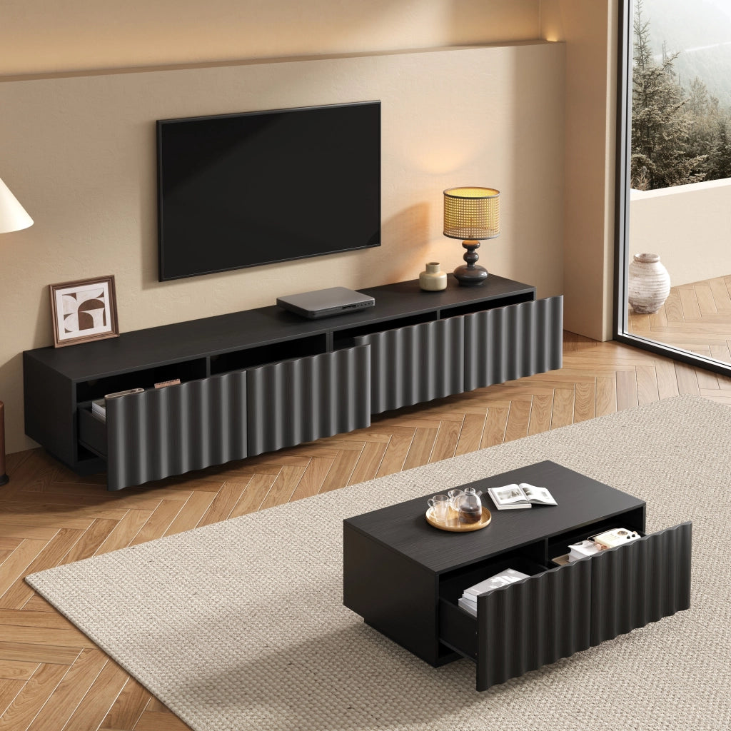 Mobile TV con Tavolino da Salotto ¨C MINIMAL ¨C Legno, Moderno, Set Soggiorno