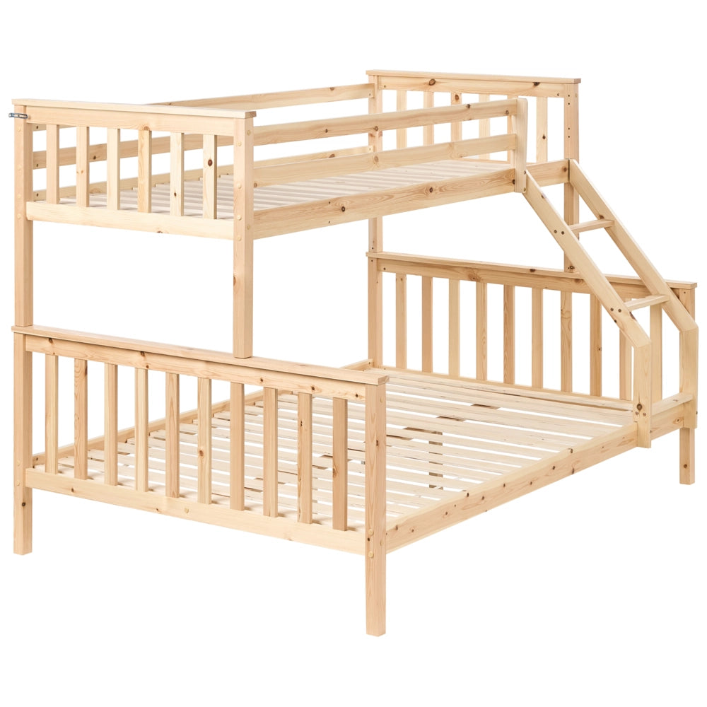 Letto a castello per bambini marrone chiaro struttura in legno 90/140 x 200 cm cameretta