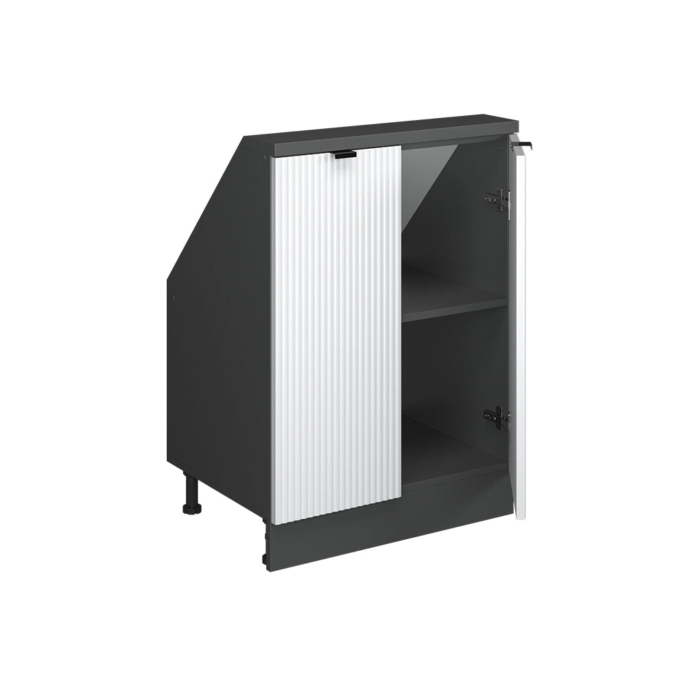 Mobile cucina sottotetto R-Line Ondulazione bianca/Antracite 60 cm con 2 porte Vicco