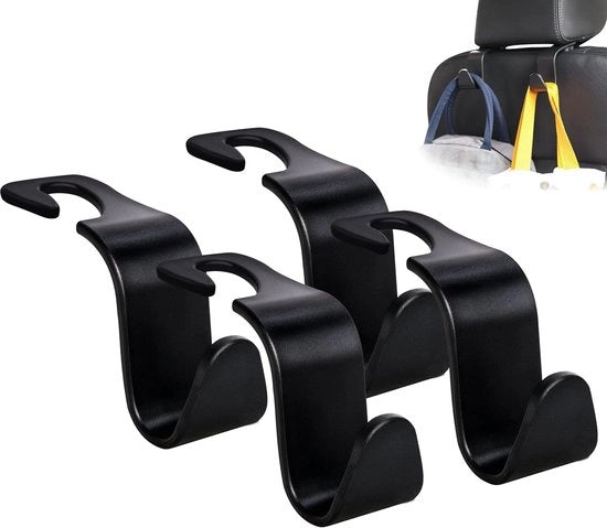 Supporti per sedili per bambini - set da 4 - cassetti per contenere oggetti - modello universale - adatto per borse - portafogli - giacche - veicoli universali - modello S nero