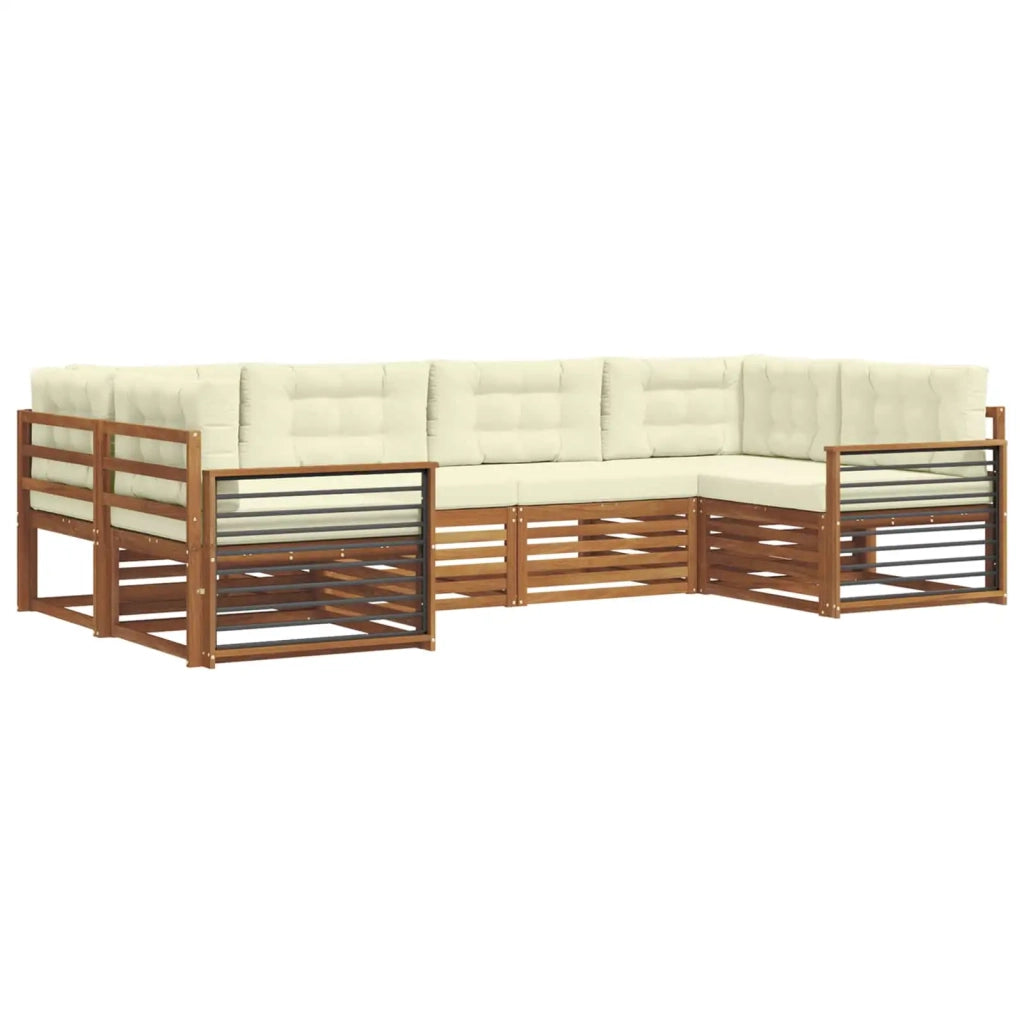 Set di divani da esterno con cuscino 6 pcs Naturale e Crema