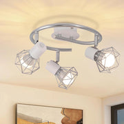 ZMH Faretto da soffitto retrò bianco a 3 fiamme E14 in metallo