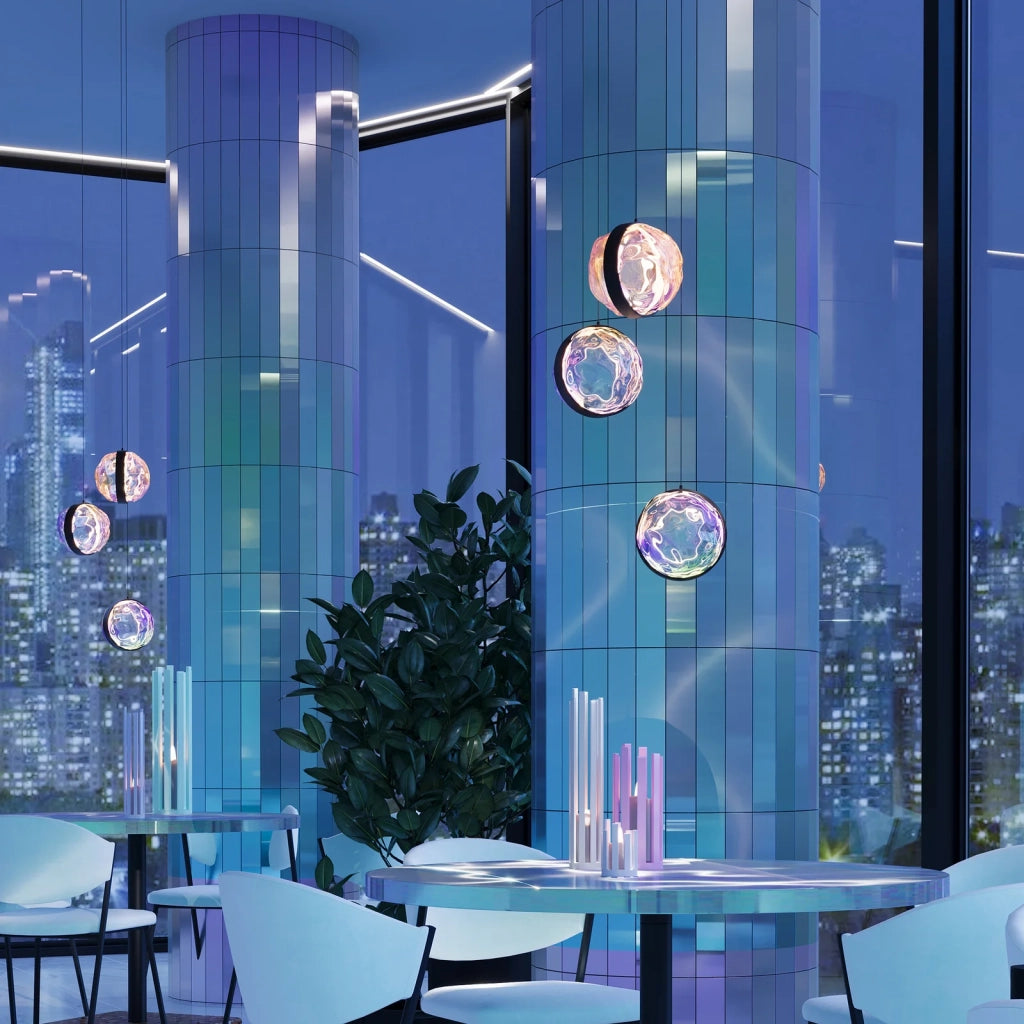 Maytoni Sospensione Moderna Misterio 1 luce LED integrato nero metallo vetro