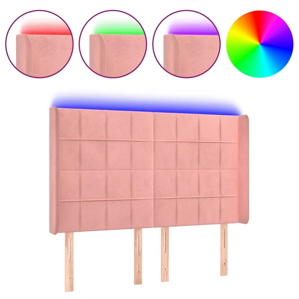 Testiera a LED-Testata con LED rosa 147x16x118/128 cm in Velluto 269391