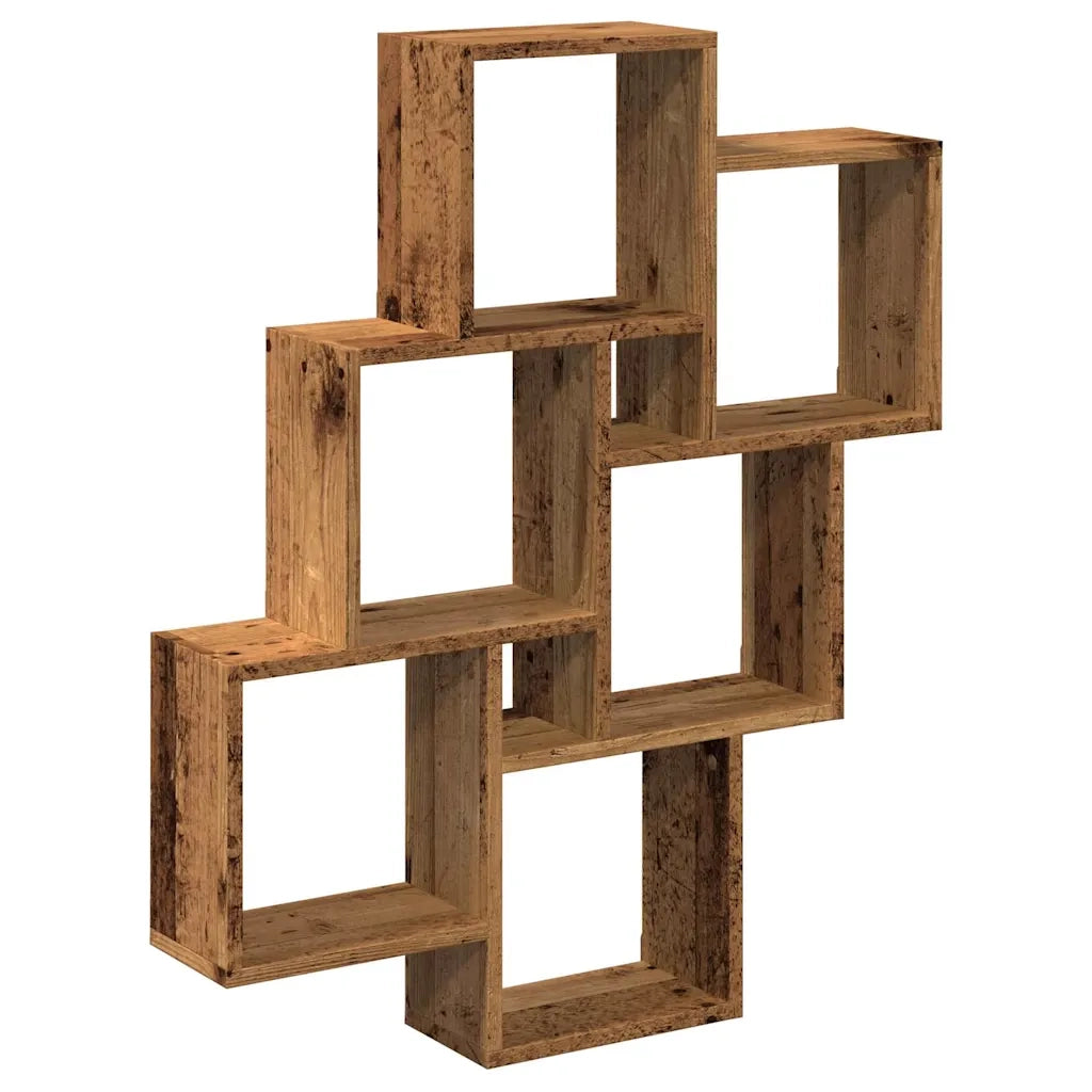 Mensola a Muro a Cubo Legno Antico 78x15x93cm Legno Multistrato