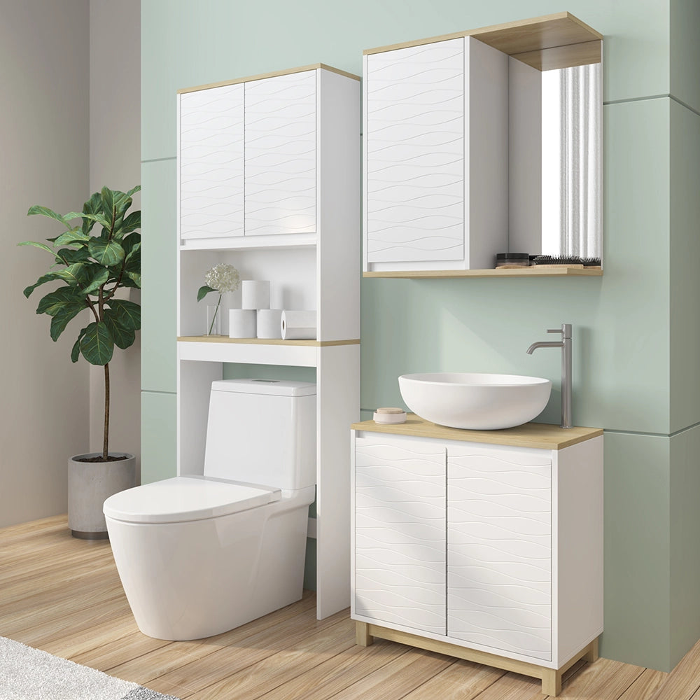 Vicco Set di mobili da bagno Bianco/quercia 3 parti