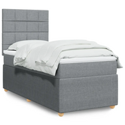 Giroletto a Molle con Materasso Grigio Chiaro 90x190 cm Tessuto