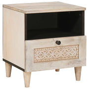vidaXL Comodino Beige 40 x 33 x 46 cm legno massello di mango
