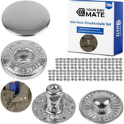 Drukknoop in zilver, Ø 12,5 mm, 20 paia, con chiusura a ringveer, set senza attrezzi, clip in tessuto per fai da te, drukknoop per riparazione di chiusure metalliche, accessorio di sostituzione per cucire chiusure, drukknoop con chiusura a ringveer.