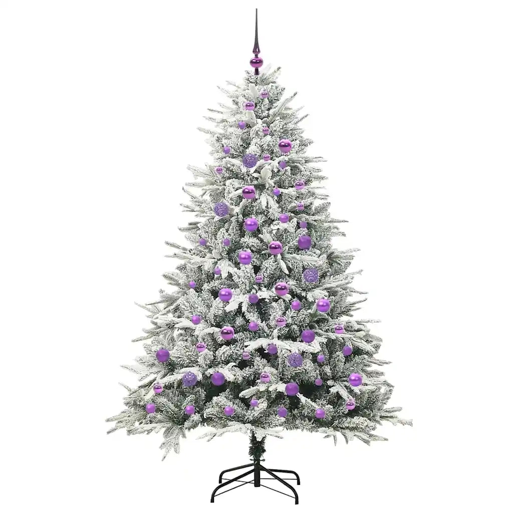 Albero di Natale Artificiale Pre-illuminato con Set di Palline