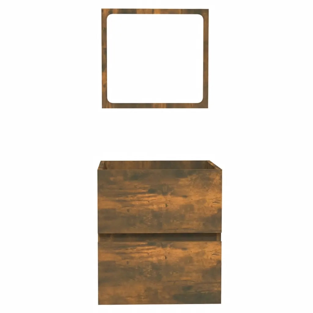 Mobile da Bagno con Specchio Rovere Fumo in Legno Multistrato 820472