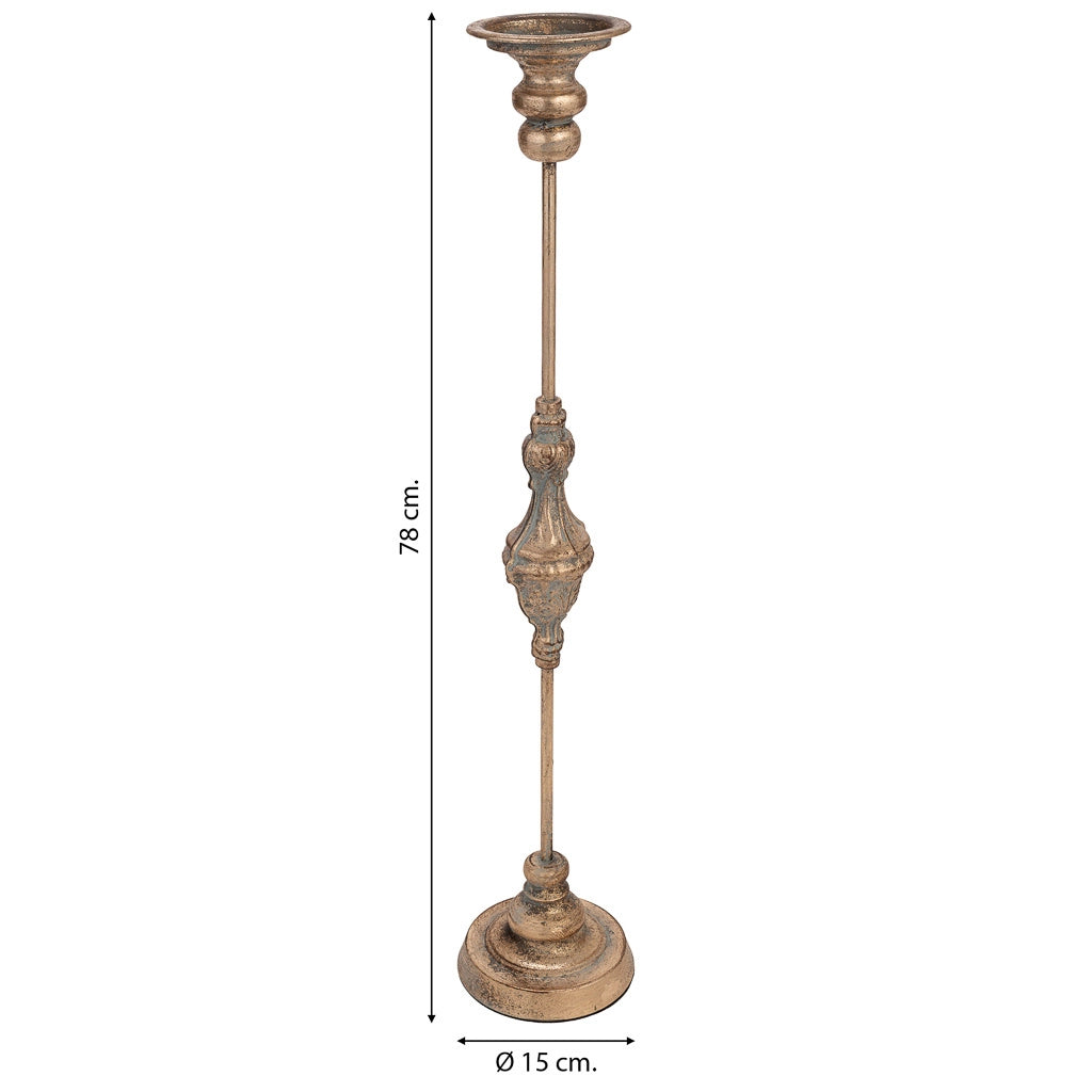 Portacandele in metallo dorato 15x15x78h cm
