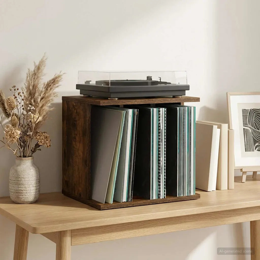 Storage per dischi in vinile Rovere Fumo 42 x 33 x 36 cm 8012838