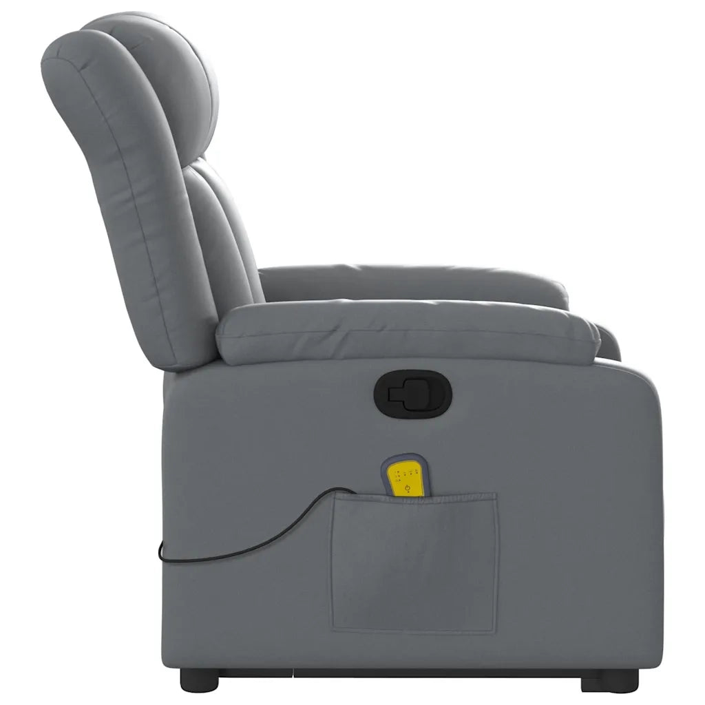 Divano Sedia-Poltrona Alzapersona Reclinabile Massaggio Grigio Similpelle 946902