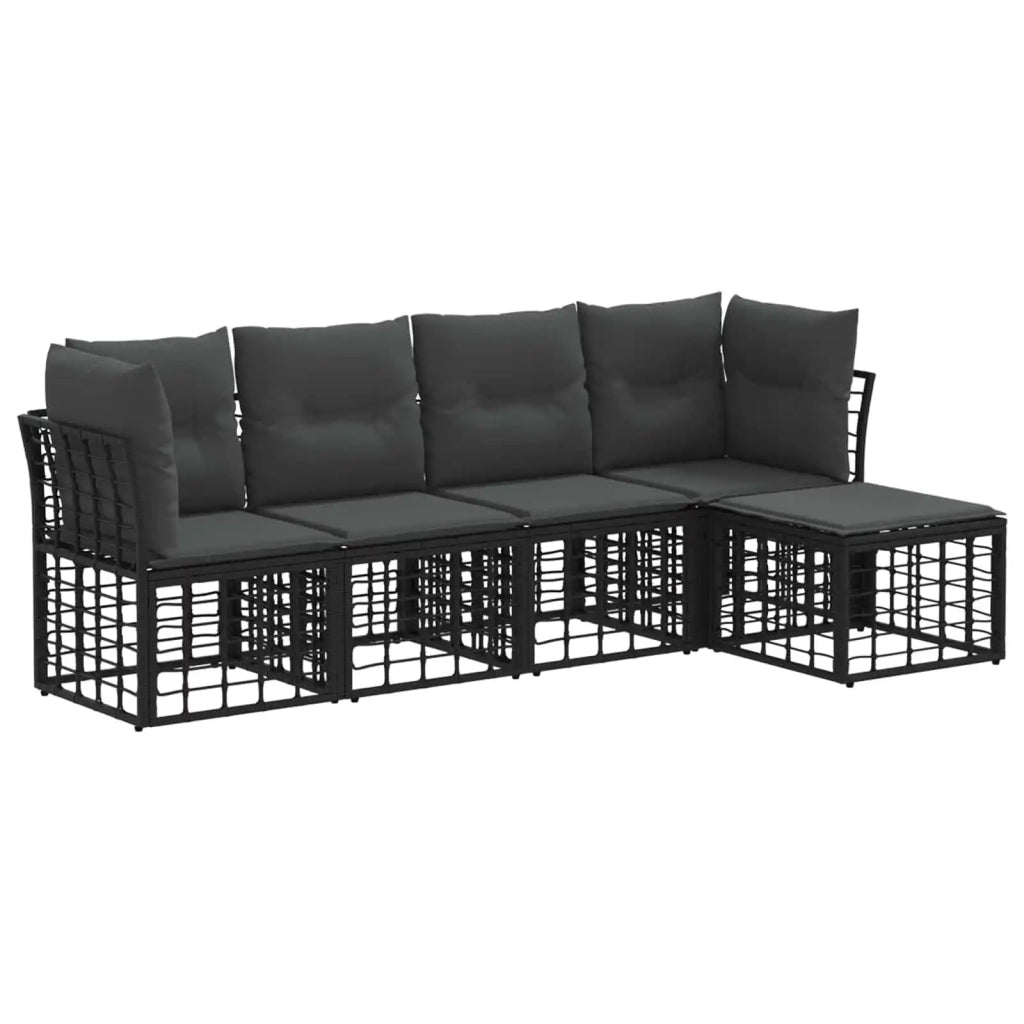 Set di divani da esterno | Set Salotto da Giardino Nero Poliestere