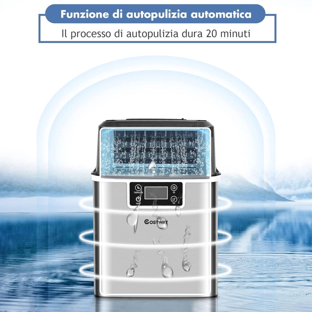 Macchina del Ghiaccio, Macchina del Ghiaccio Elettrica con Superficie Forata, con Cucchiaio Porzionatore, 18KG/24h, 3,2 L, Ideale per Casa e Ufficio