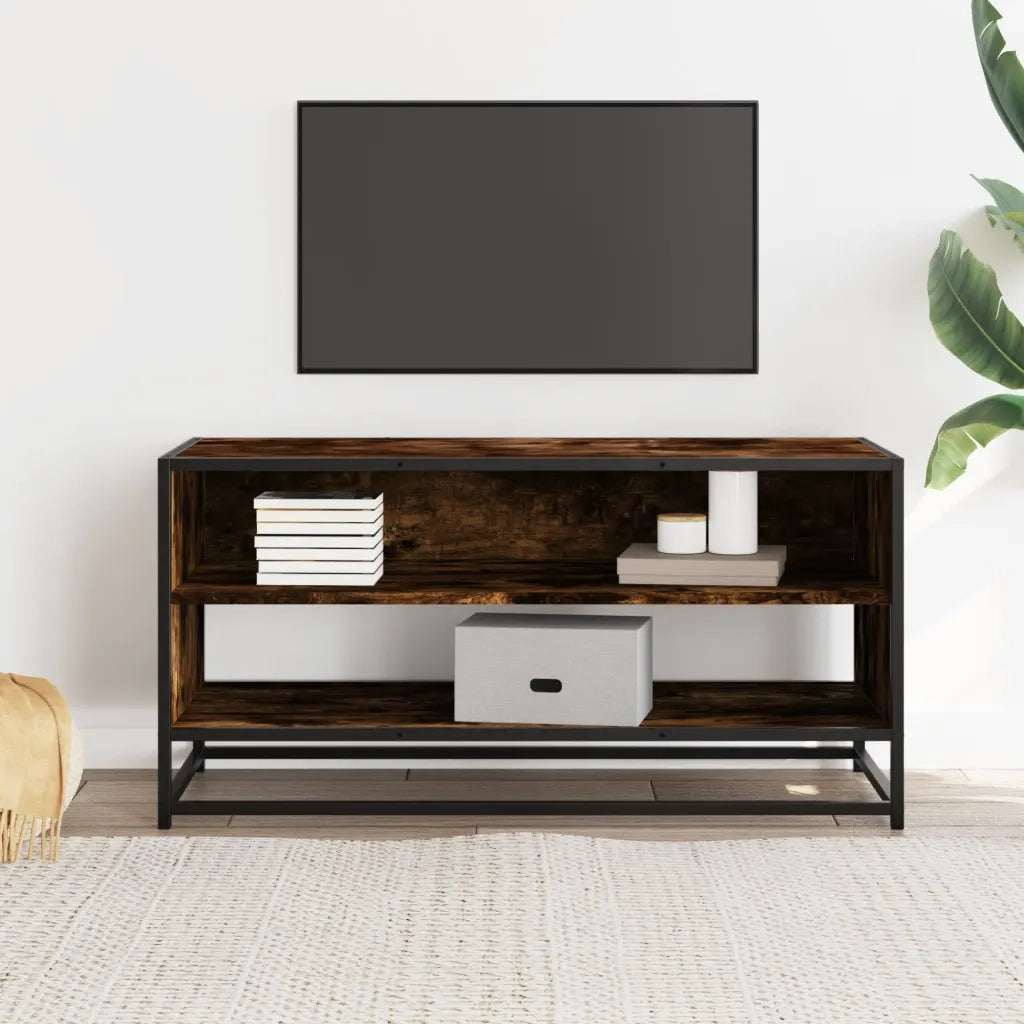 Mobile TV-Credenza per TV-Console TV Rovere Fumo 91x40x46 cm Legno Multistrato e Metallo