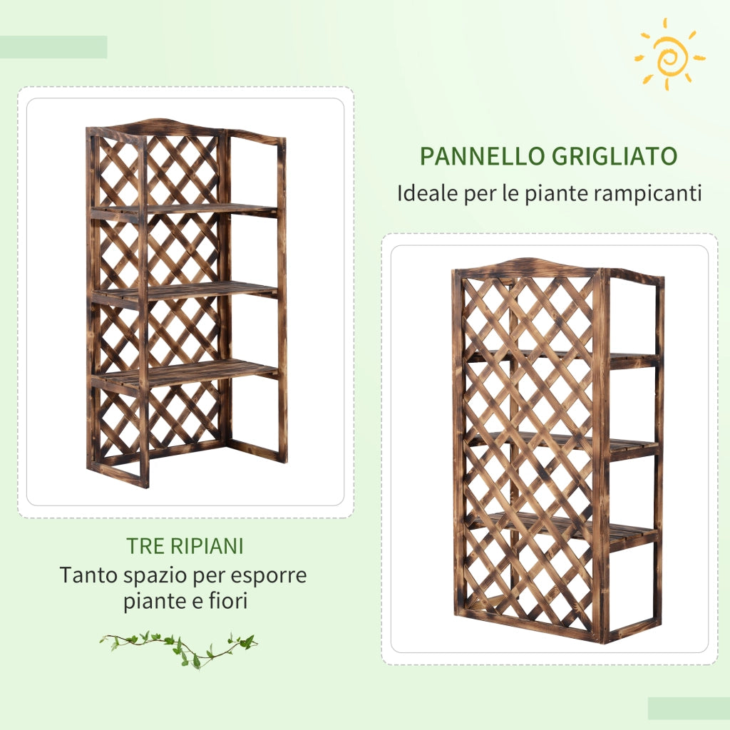 Scaffale Porta Piante 3 Ripiani Legno Abete ¨C zephmum ¨C 80x40x148 cm