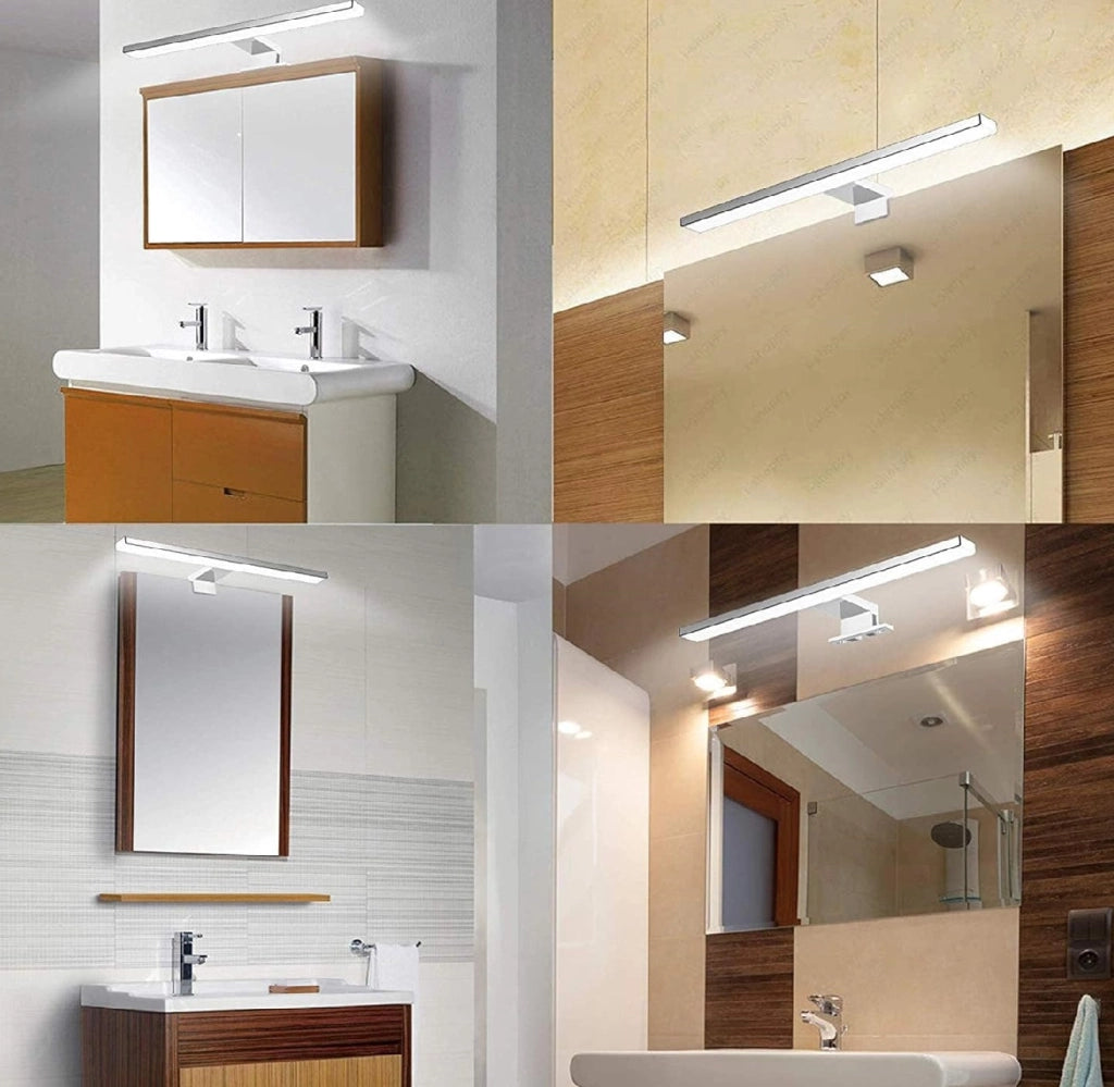 Faretto Led per Specchio da Bagno Alluminio 40cm Luce LED 8W 6500K 640lm Bianco Freddo