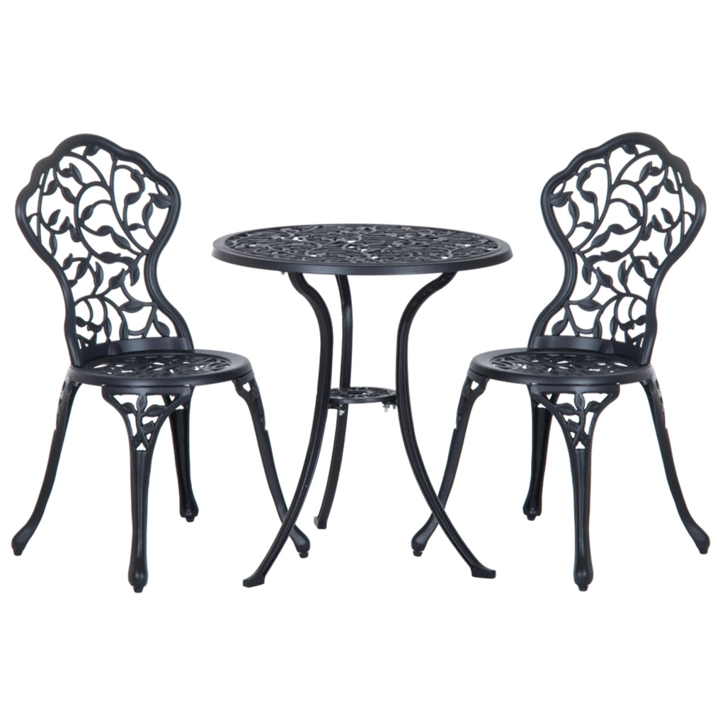 SET BISTRO 3 PEZZI 60x60 cm Alluminio Nero