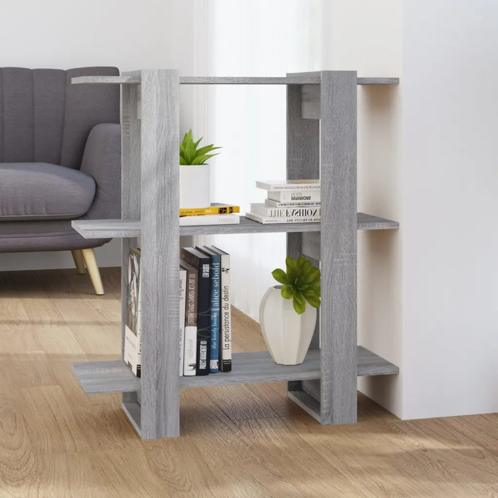 Libreria Divisorio-Scaffale per Libri-Mobile di Stoccaggio Grigio Sonoma 80x30x87 cm