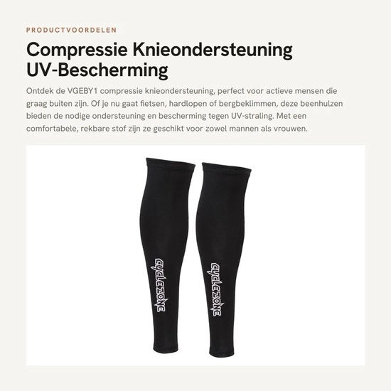 Sostegno per ginocchio UV protettivo - Compressione - Attività all'aperto - Respirabile - Sostenibile - Ripiegabile - Protezione ginocchia