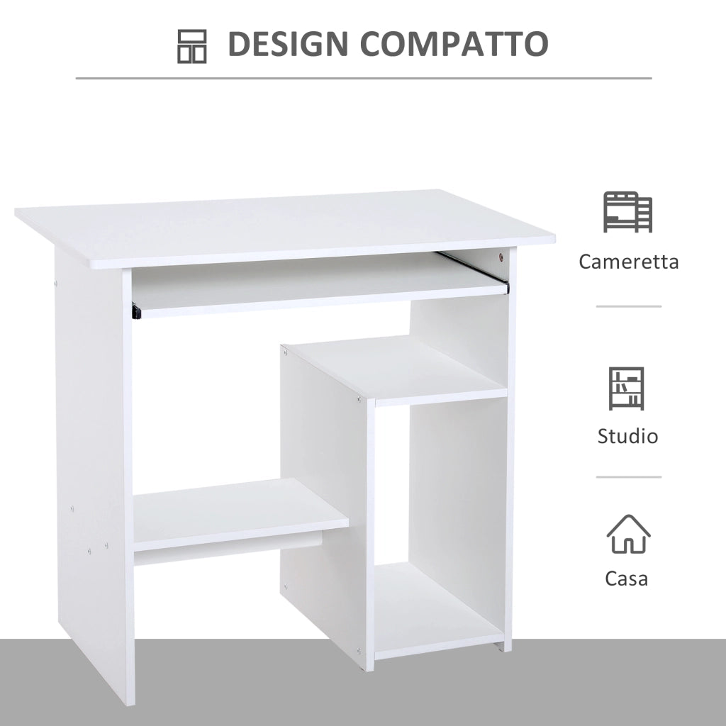 Scrivania per Computer con Ripiano CPU e Tastiera ¨C zephmum ¨C 80x45x75 cm Bianco