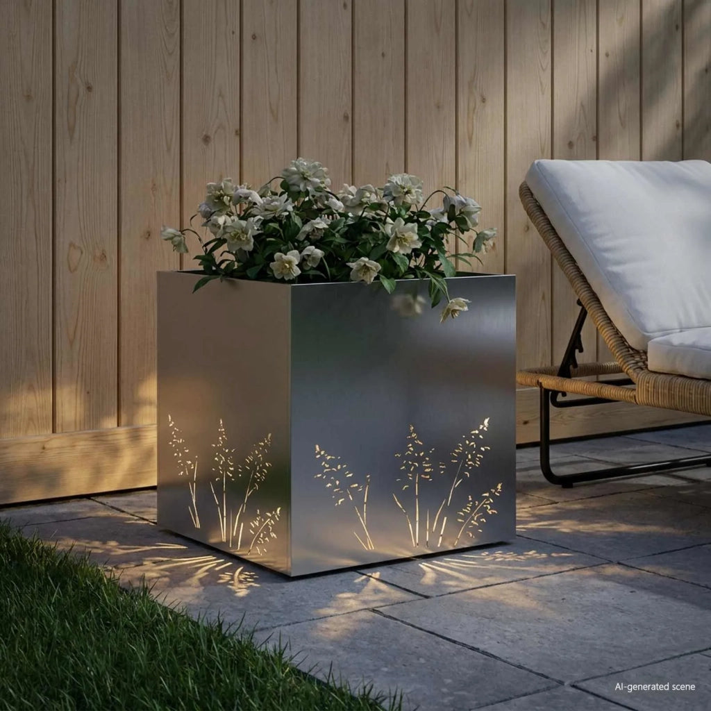 Vaso da giardino Argento 50 x 50 x 49 cm Acciaio Inox 8005800