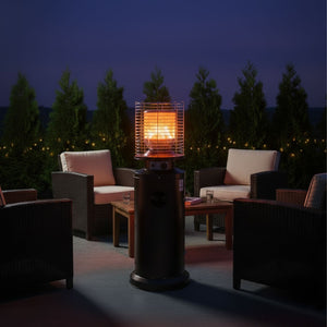 Stufa a Gas da Esterno Riscaldatore Gpl Portatile con Ruote FIRE Cilindro Arredo Riscaldante per Terrazzo Patio G Grigio