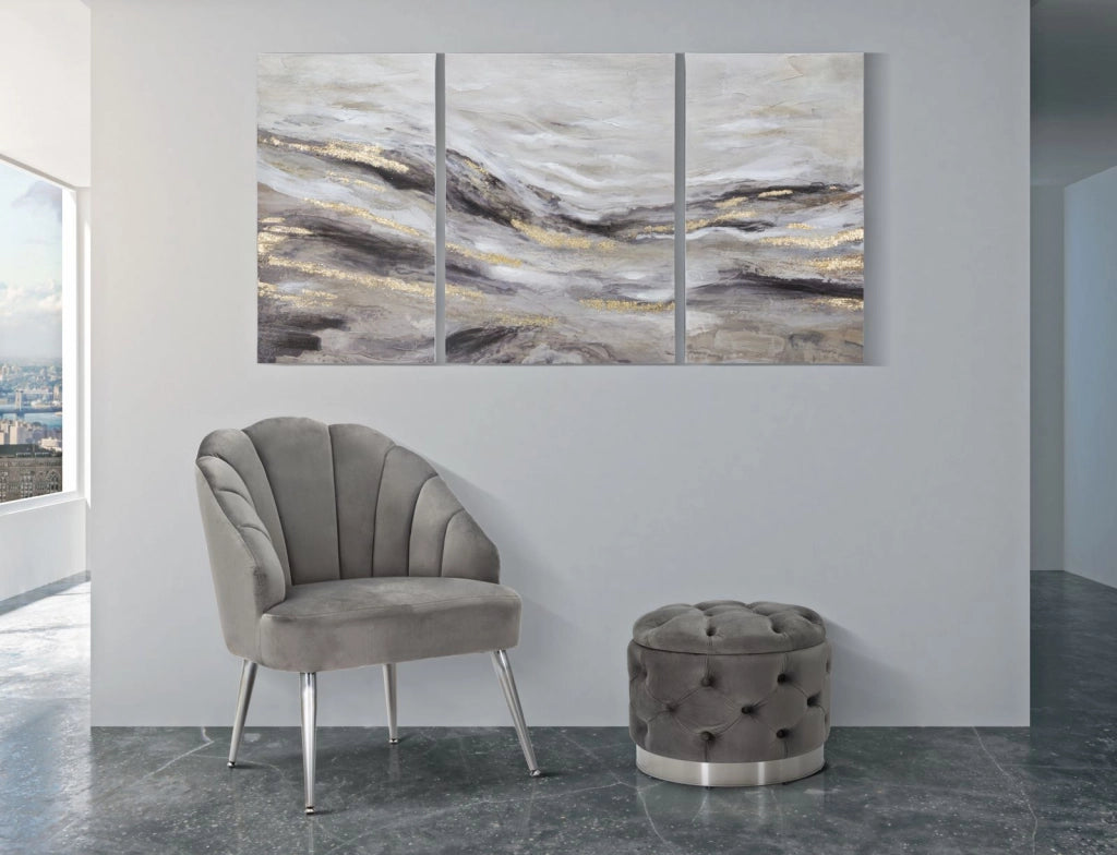 Dipinto su Tela Monty Set 3 Pz 45x2,7x80-60x2,7x80 cm in Legno di Pino e Canvas Multicolor