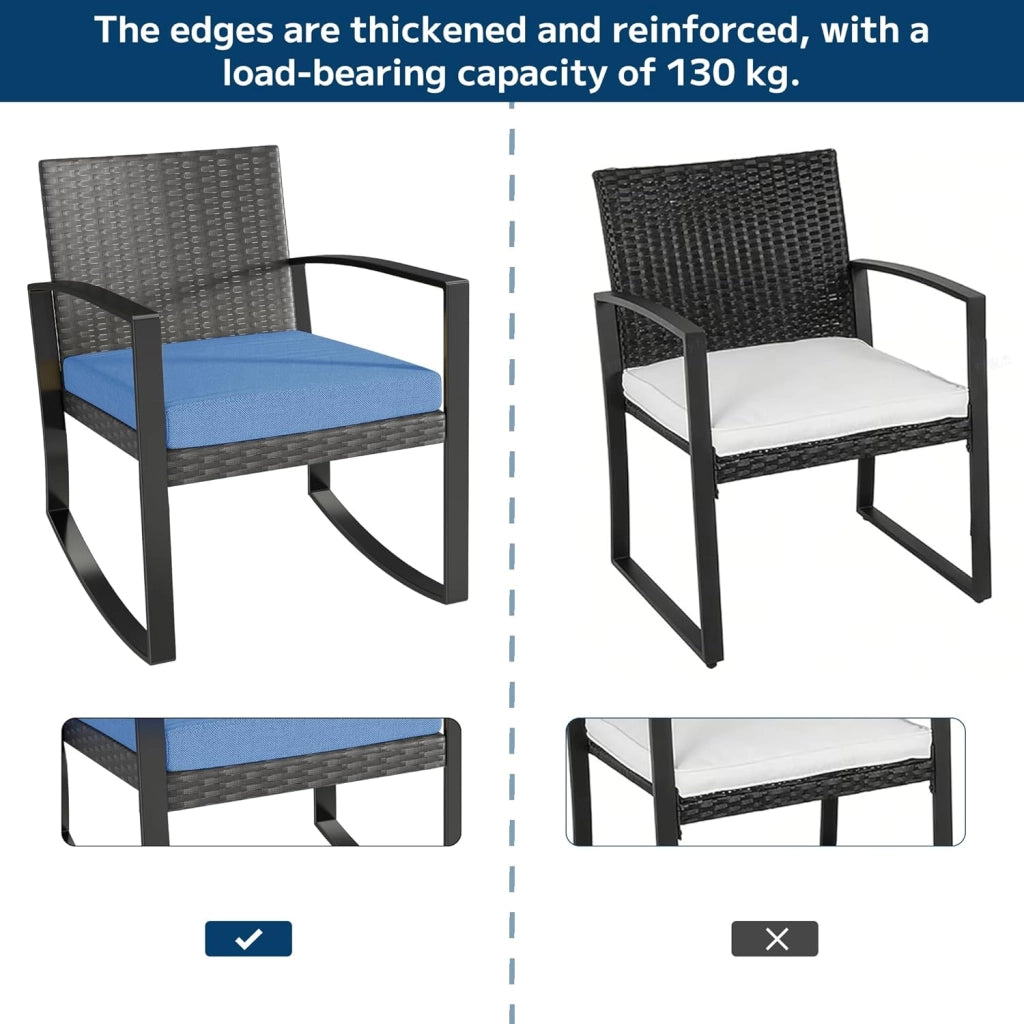 Set di Mobili da Balcone,Set Tavolino e Sedie da Giardino,Set di Mobili da Giardino in Rattan,2 Sedie da Esterno e 1 Tavolino,per Giardino Cortile Piscina (Blu)