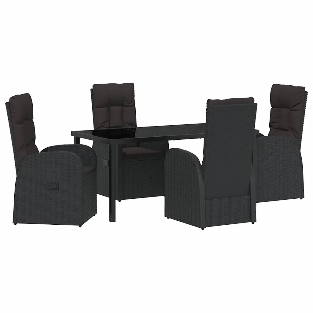 Set da Pranzo per Giardino con cuscino 5 pcs Nero polyrattan 3379509