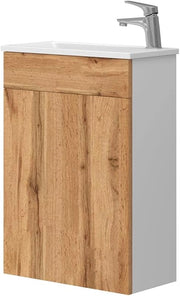 Set mobili bagno Amadeo, Quercia dorata, 50 cm, composto da mobile sottolavabo e lavabo