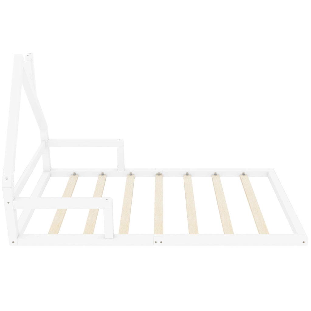 Letto per bambini a forma di casa 90x200 cm in pino e MDF; bianco