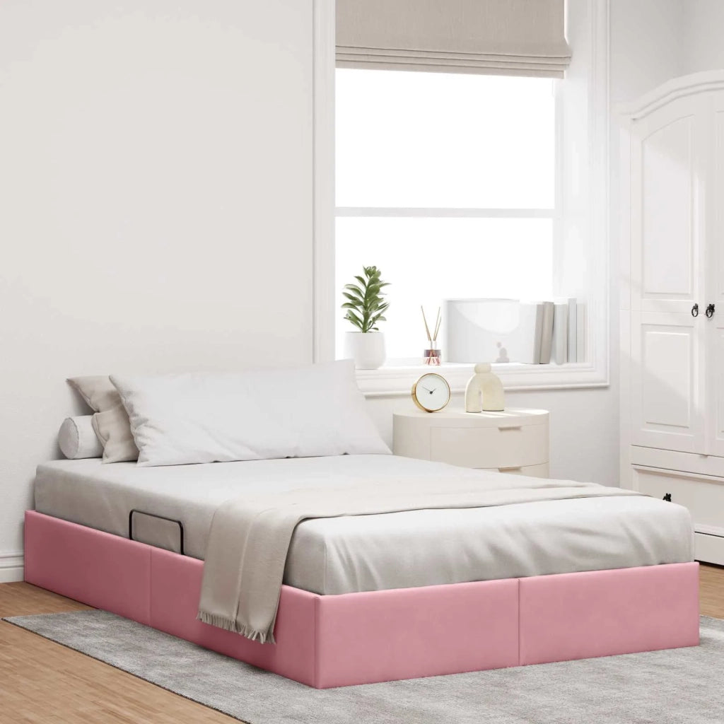 Letto ottomano con archiviazione Rosa 120 x 200 cm Velluto