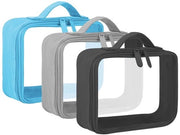 Set di 3 contenitori per bagaglio a mano trasparenti, contenitori per bagaglio a mano resistente all'urto, borse per cosmetici trasparenti per signore e signore, contenitori per bagaglio a mano per liquidi, contenitori per bagaglio a mano trasparenti.