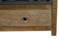 Vetrina in legno di mango marrone invecchiato