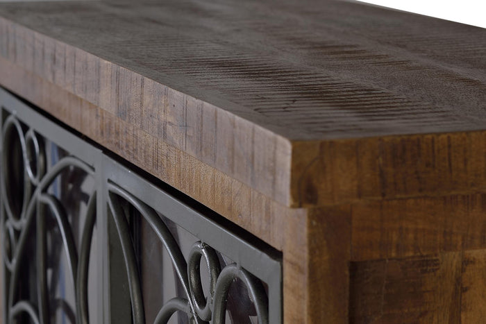 Vetrina in legno di mango marrone invecchiato