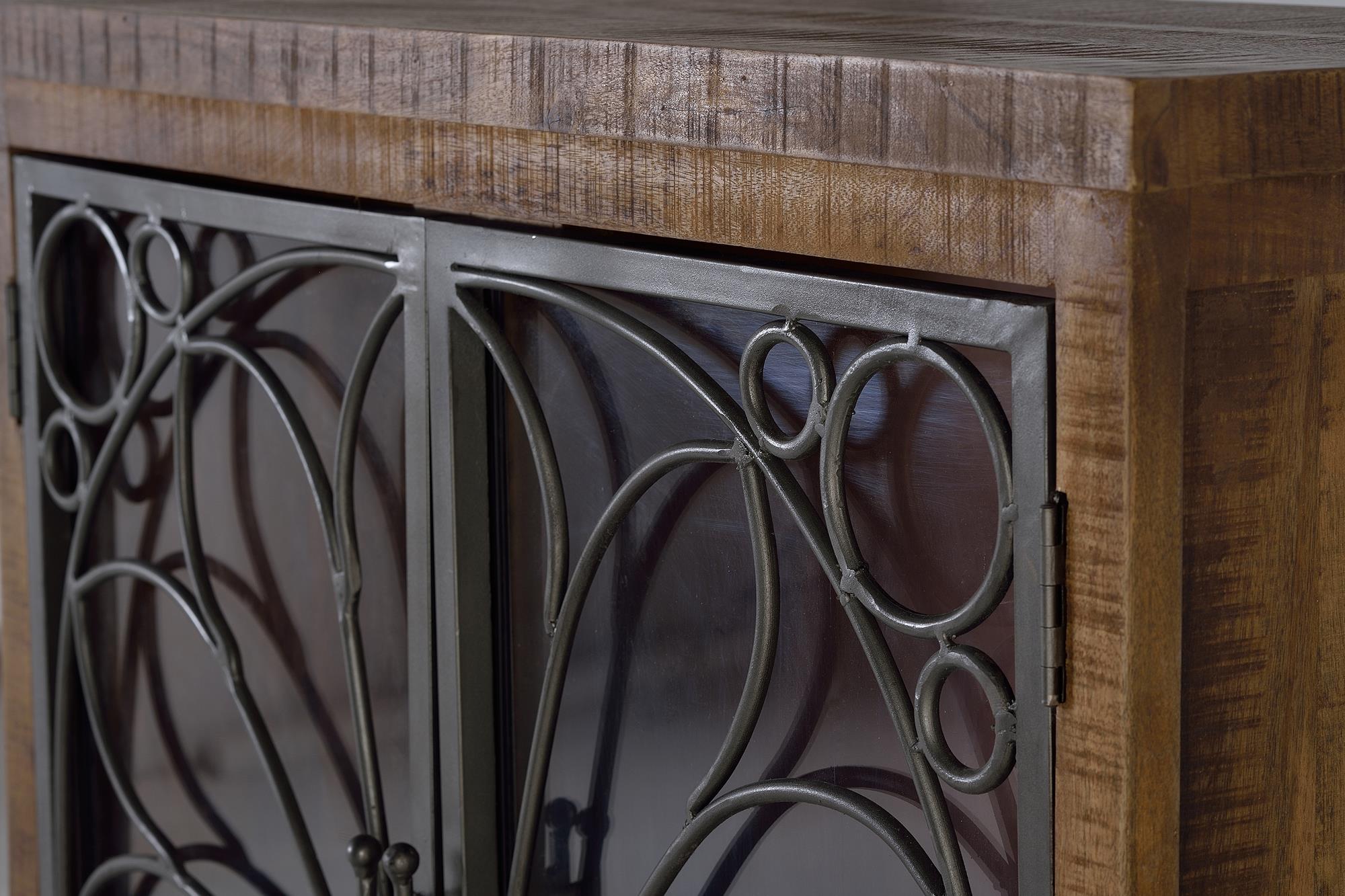 Vetrina in legno di mango marrone invecchiato