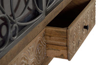 Vetrina in legno di mango marrone invecchiato